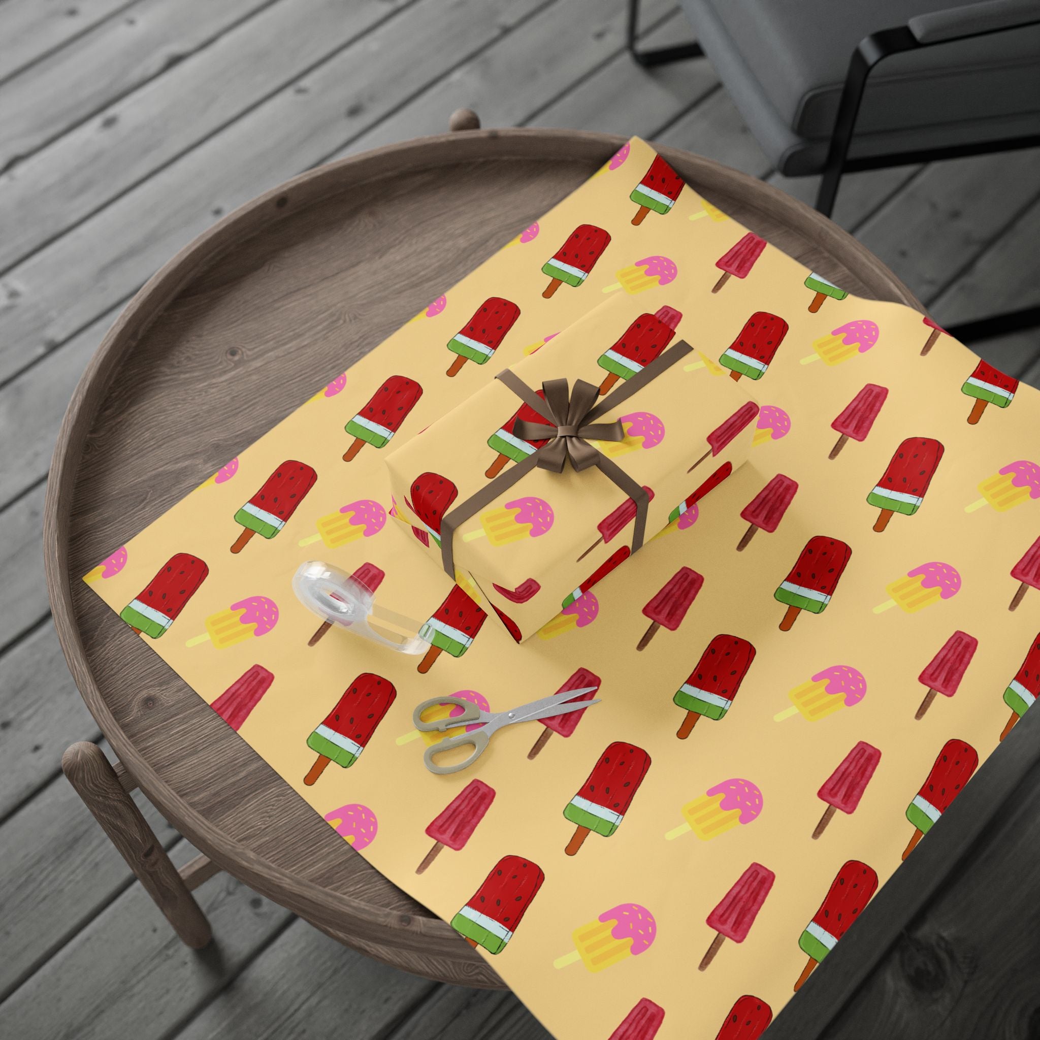 Festive Popsicle & Stocking Wrapping Paper Roll — Holiday Gift Wrap