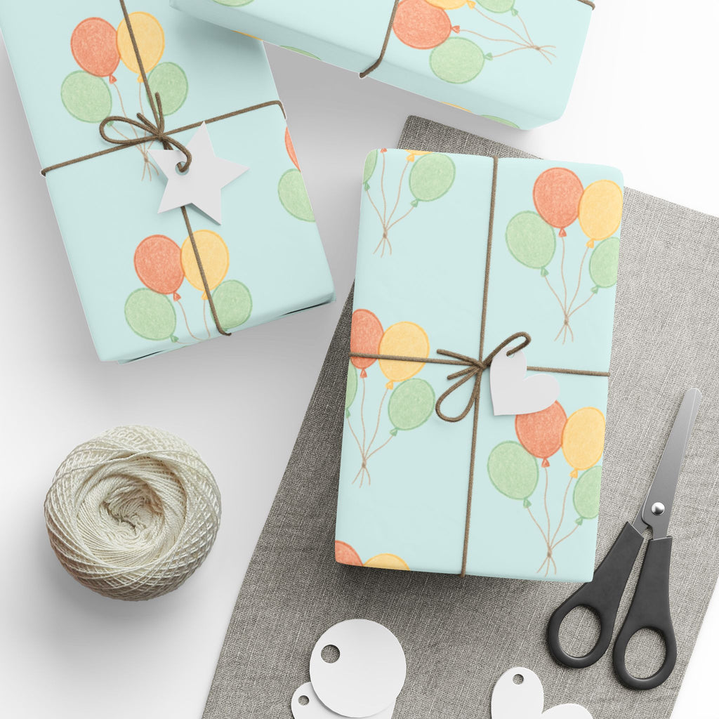 Birthday Balloon Pattern Wrapping Paper Roll – Pastel Party Gift Wrap