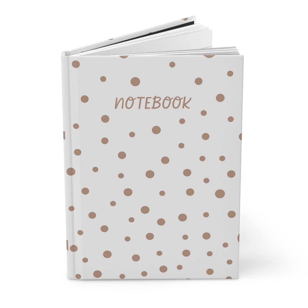 Polka Dot Notebook Hardcover — Neutral Brown Dots "Notebook" Journal