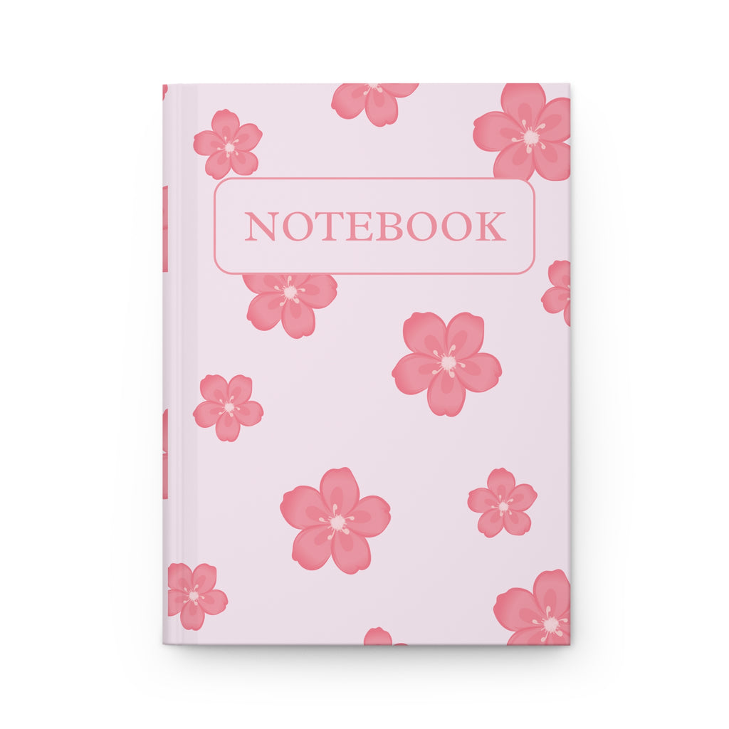 Pink Floral Hardcover Notebook — 'NOTEBOOK' Blossom Journal for Notes & Gifts