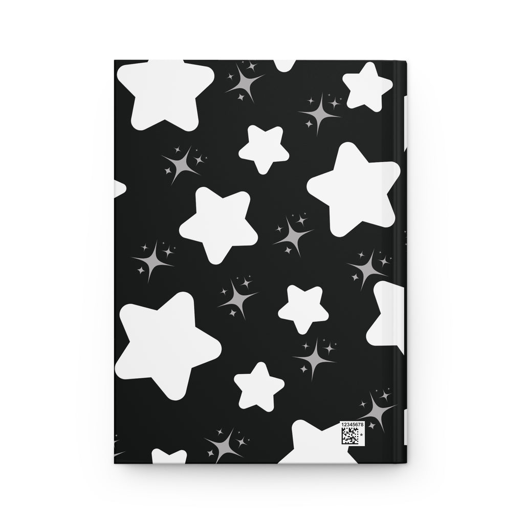 Starry Night Hardcover Journal — Black & White Star Pattern Notebook for Notes, Sketches, Gifts