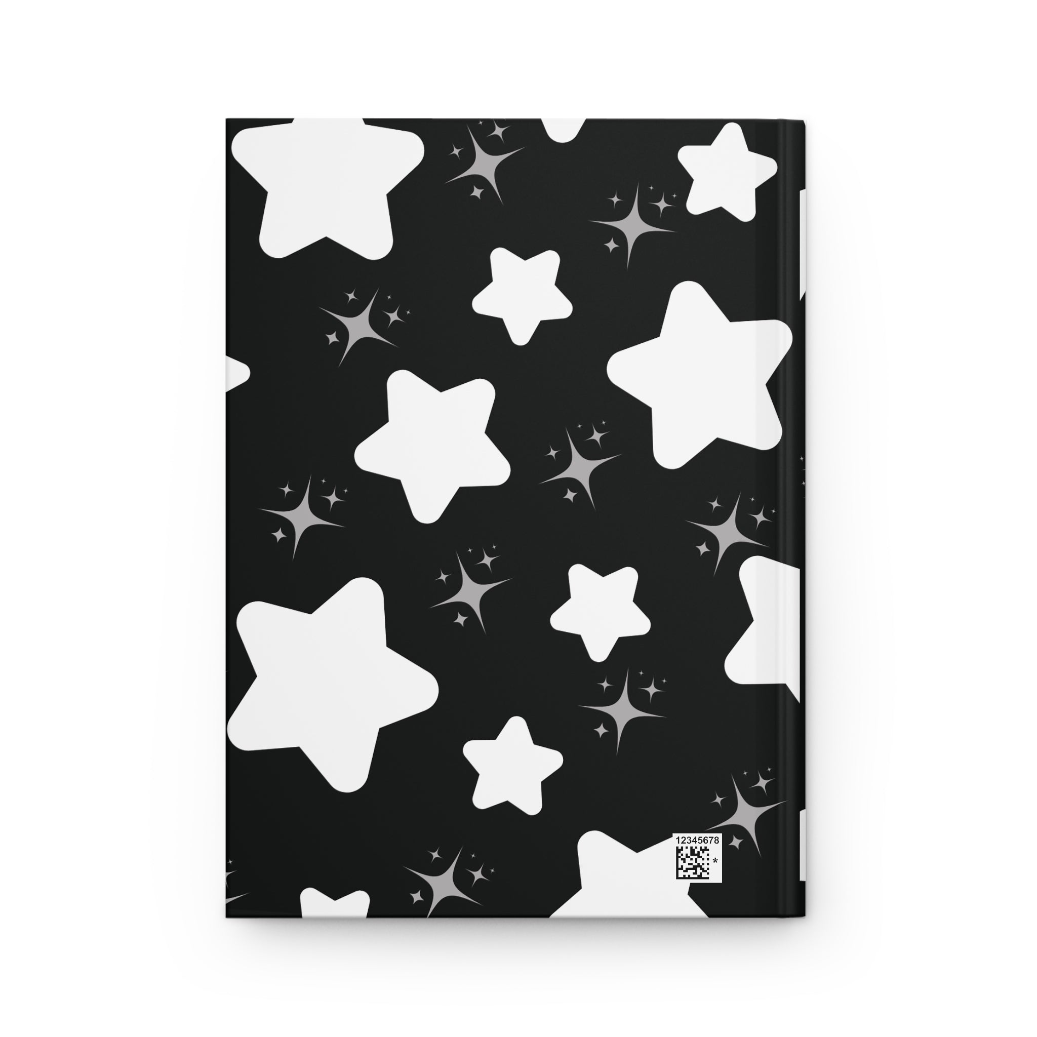 Starry Night Hardcover Journal — Black & White Star Pattern Notebook for Notes, Sketches, Gifts