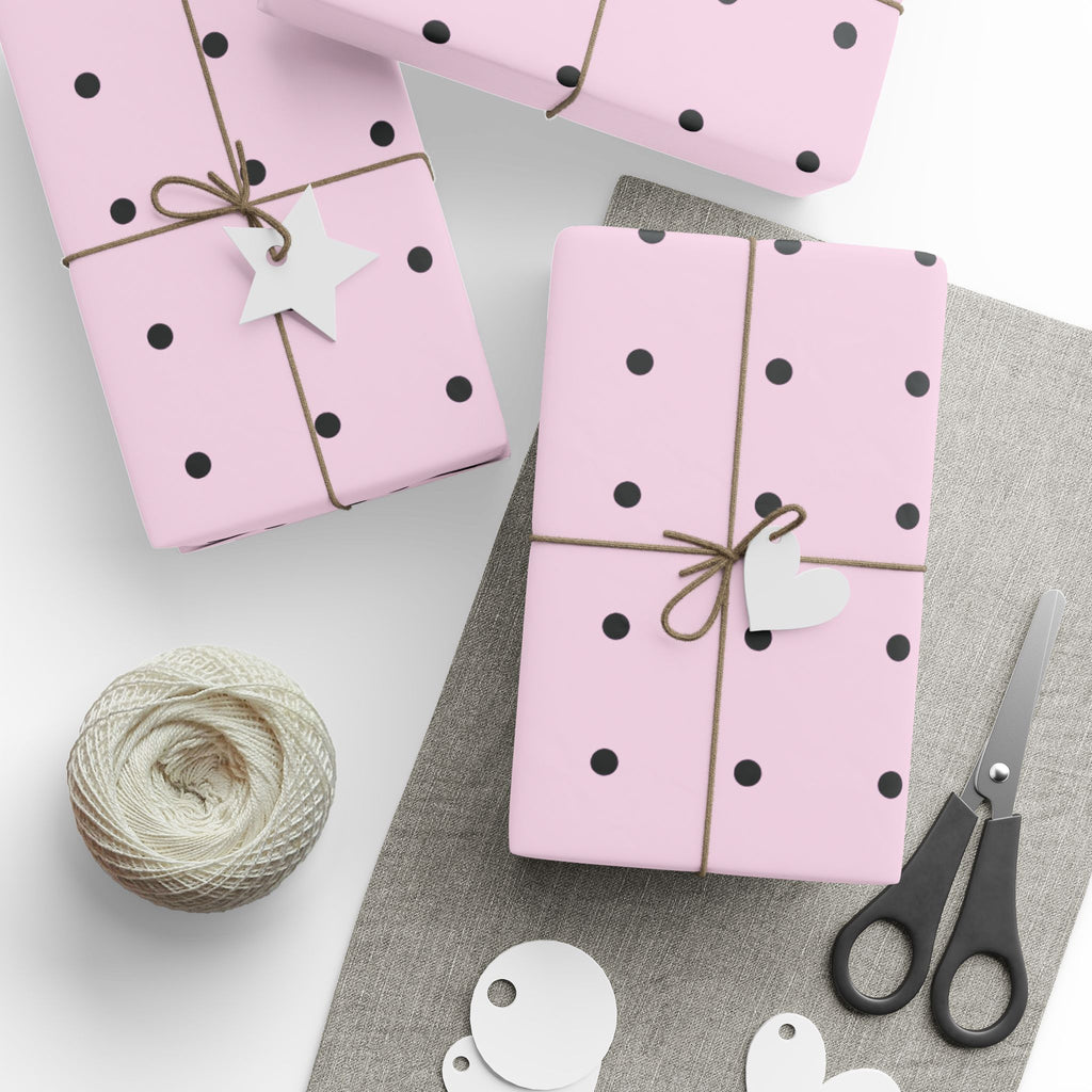 Pink Polka Dot Wrapping Paper Roll – Minimal Gift Wrap for Birthdays & Baby Showers