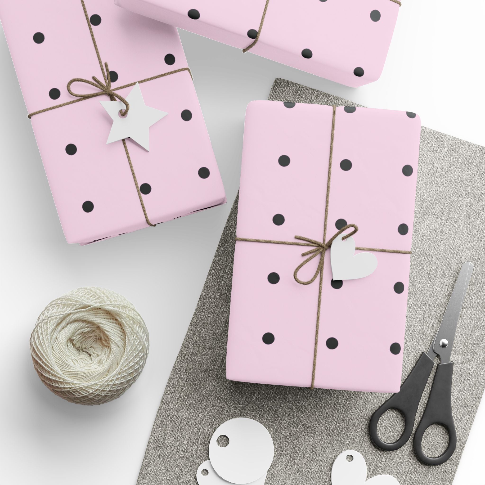 Pink Polka Dot Wrapping Paper Roll – Minimal Gift Wrap for Birthdays & Baby Showers