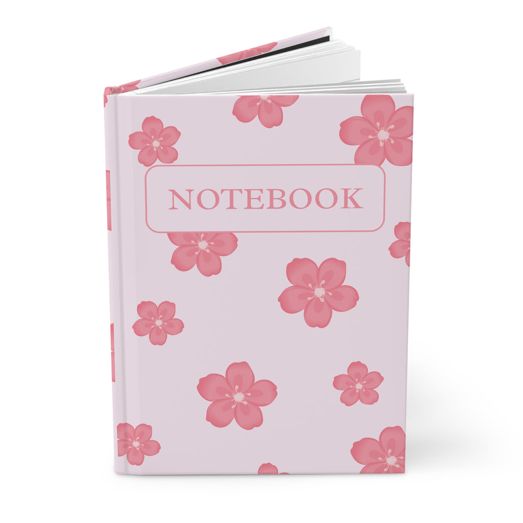 Pink Floral Hardcover Notebook — 'NOTEBOOK' Blossom Journal for Notes & Gifts