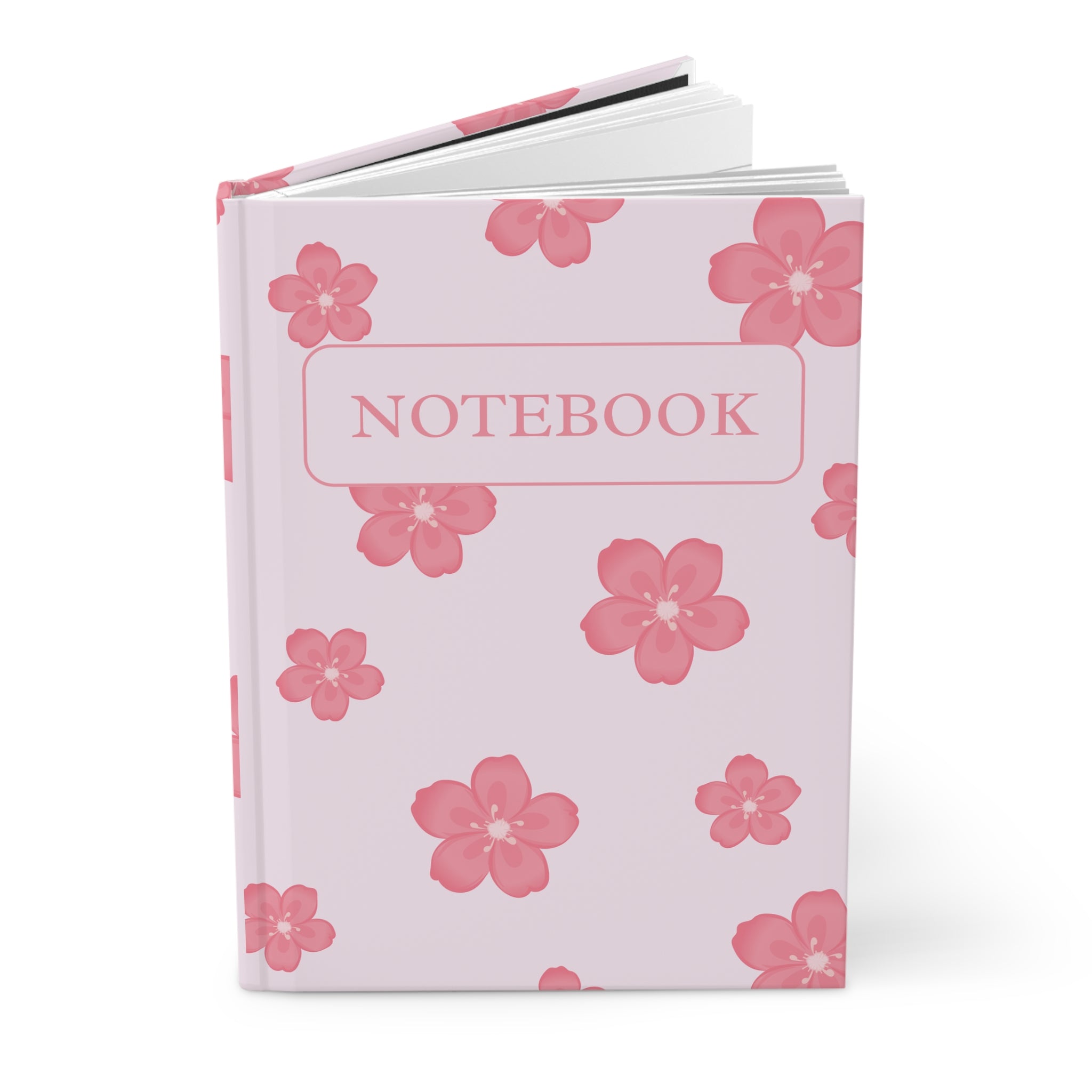 Pink Floral Hardcover Notebook — 'NOTEBOOK' Blossom Journal for Notes & Gifts