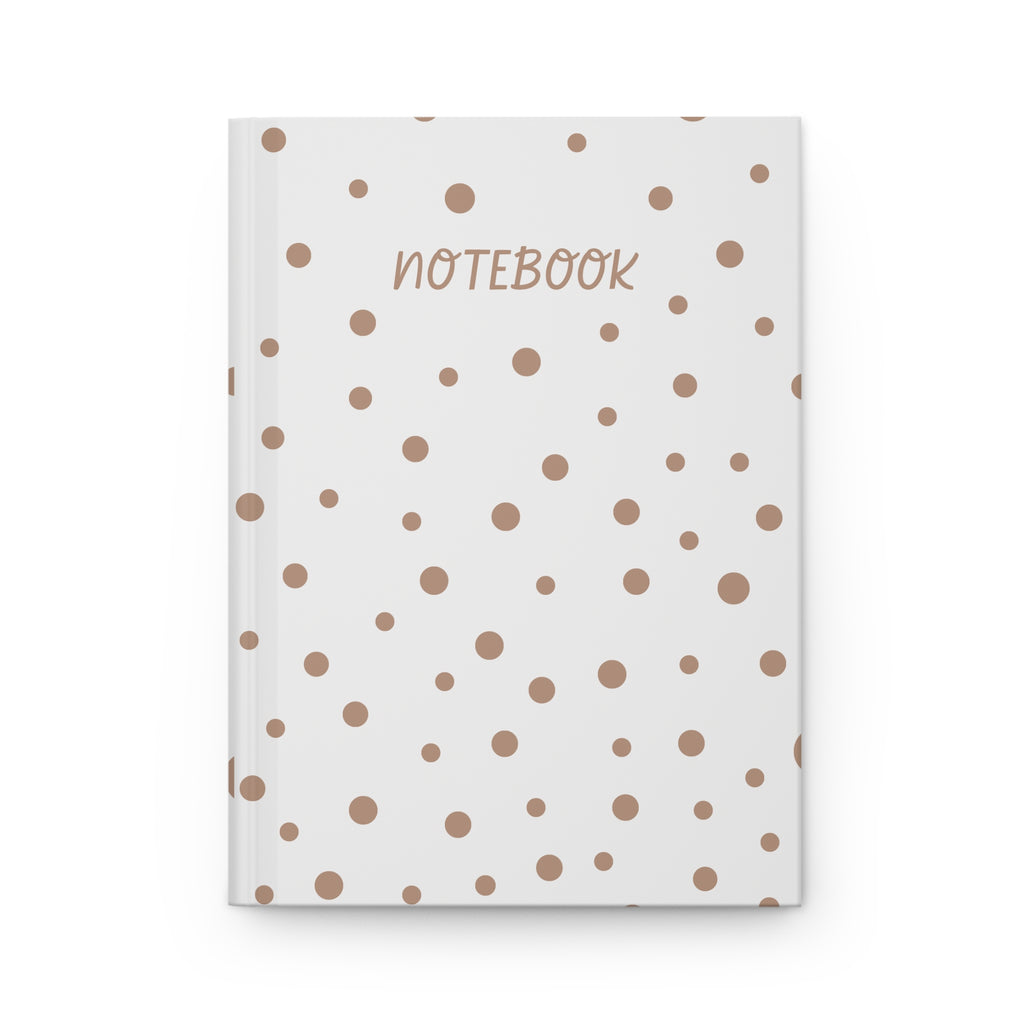 Polka Dot Notebook Hardcover — Neutral Brown Dots "Notebook" Journal