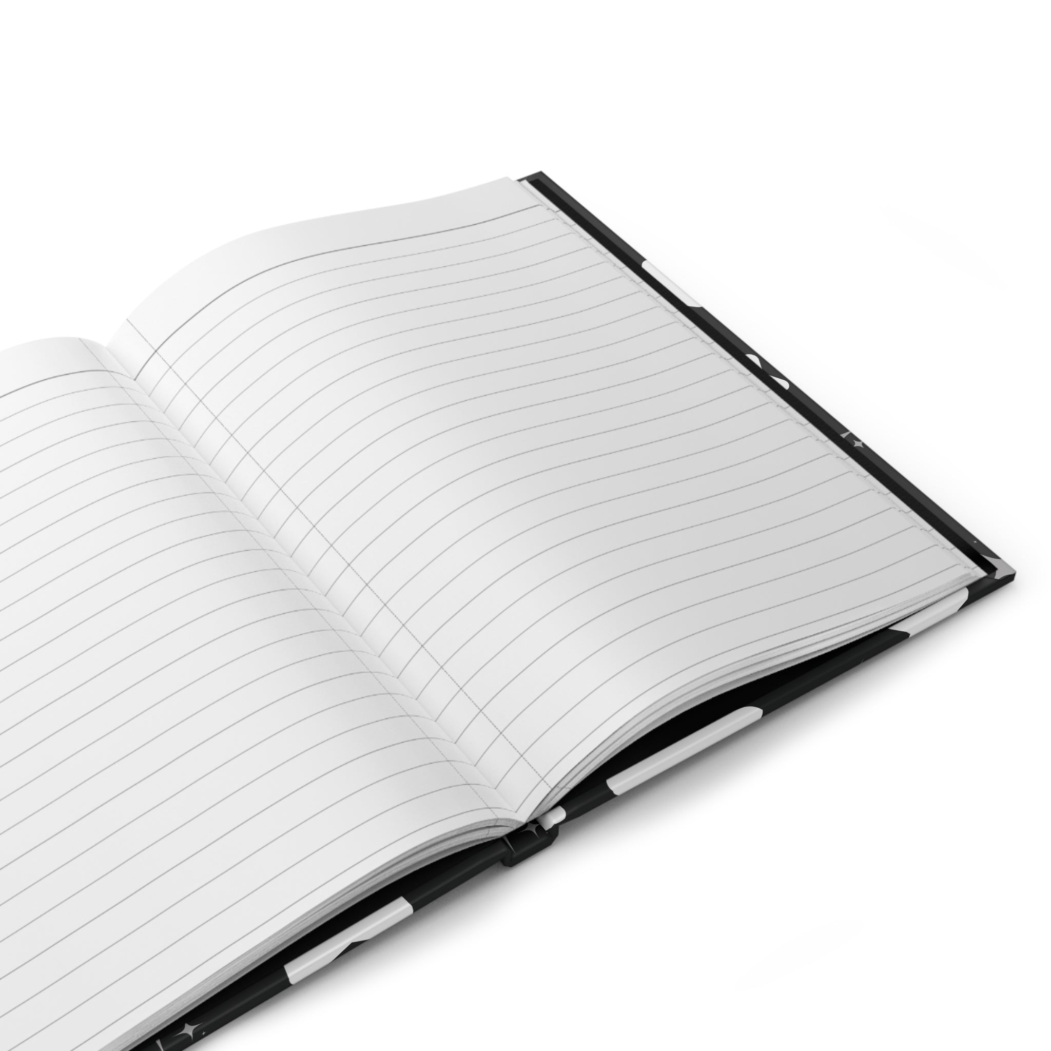 Starry Night Hardcover Journal — Black & White Star Pattern Notebook for Notes, Sketches, Gifts