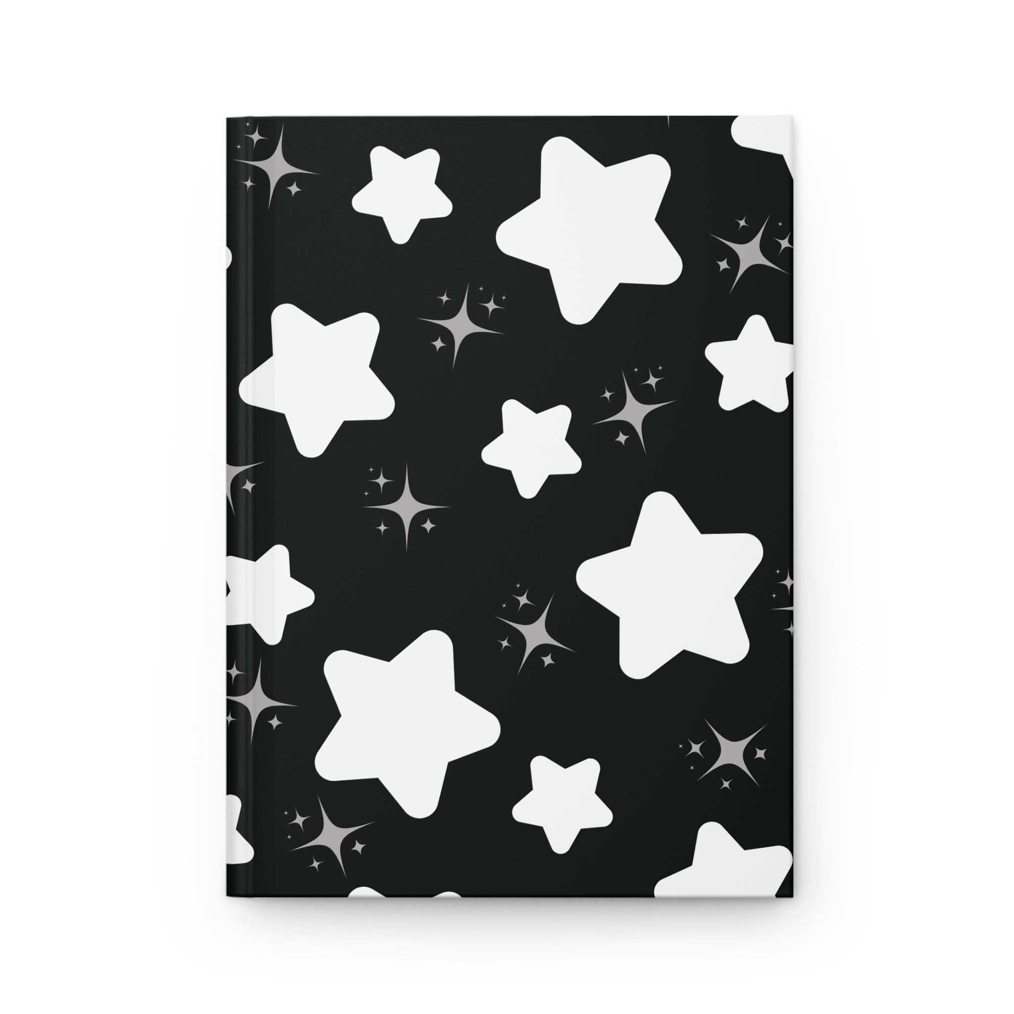 Starry Night Hardcover Journal — Black & White Star Pattern Notebook for Notes, Sketches, Gifts