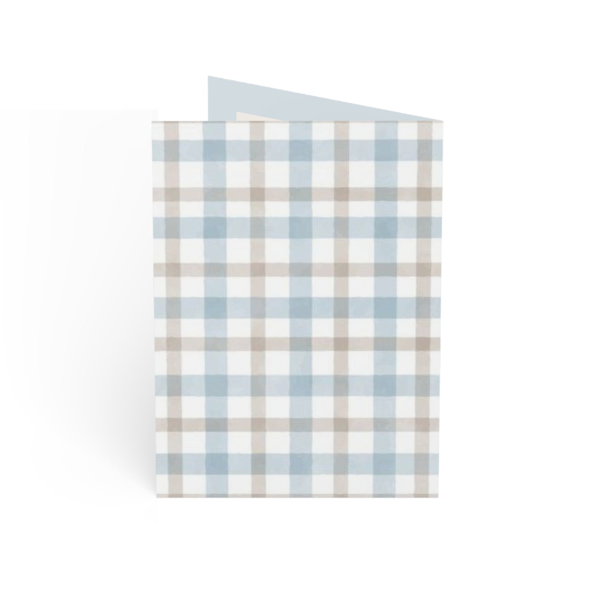 Blue Plaid Floral "Happy Birthday" Greeting Cards — Pack of 1/10/30/50